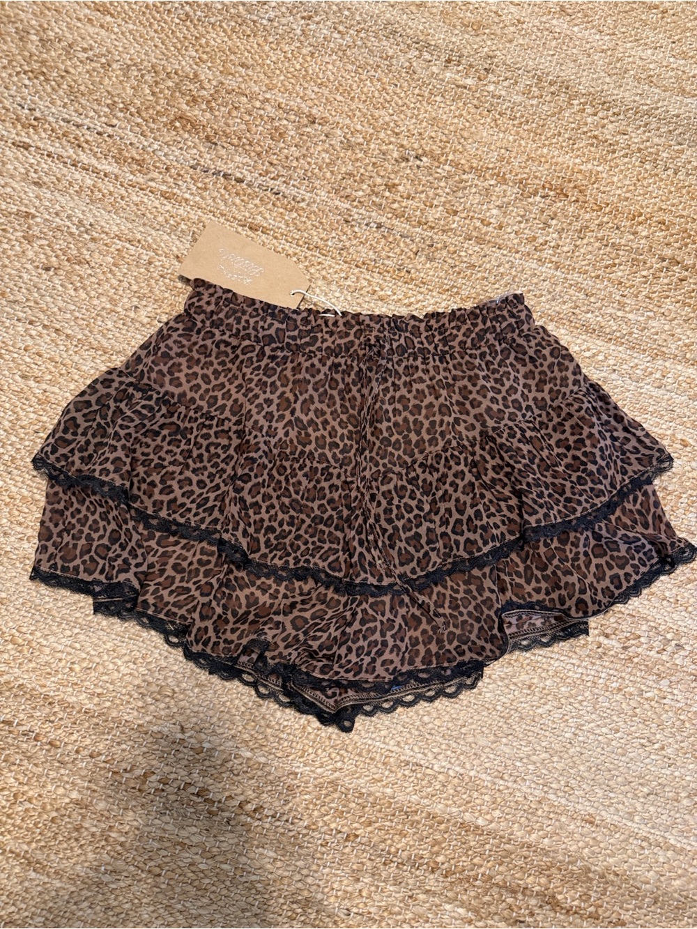 Listicle Brown Leopard Ruffle Skort
